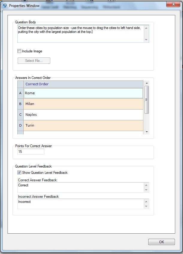 Question Writer Sequencing Question type